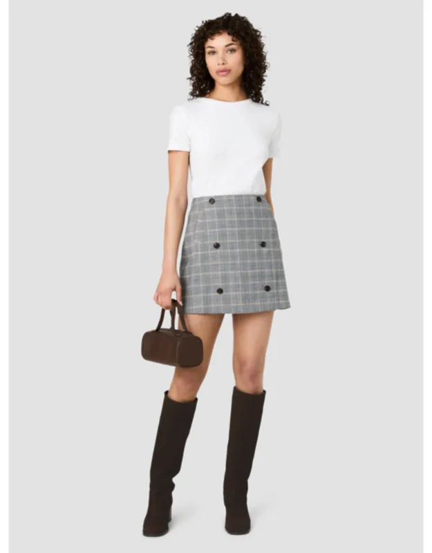 Plaid Double Breasted Mini Skirt