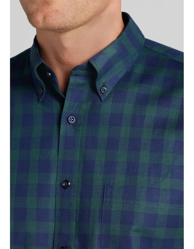 Traditional Fit Large Check Button Up Shirt