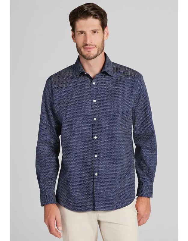 Traveler Collection Traditional Fit Geo Micro Print Button Up Shirt
