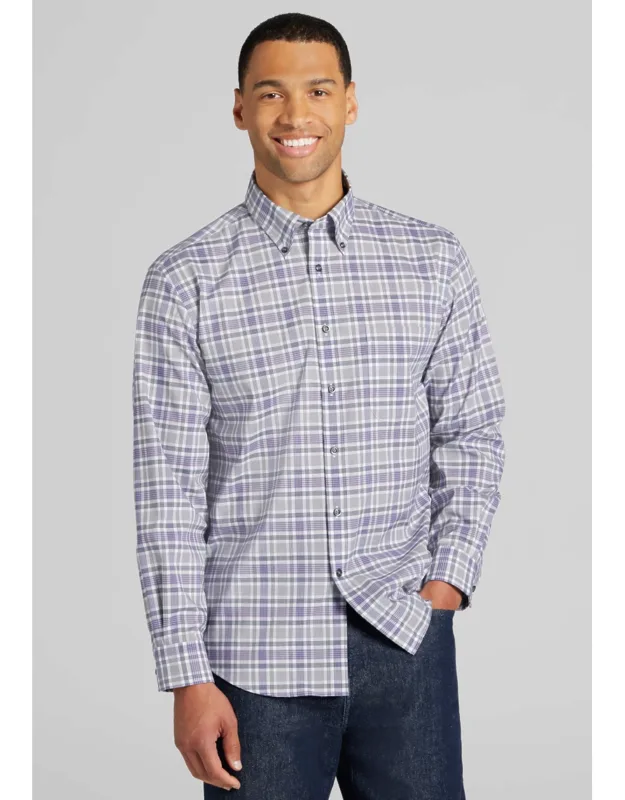 Traveler Collection Tailored Fit Grid Check Button Up Shirt