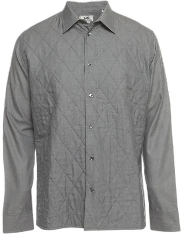 Diamond Quilted Cotton Button Down Shirt