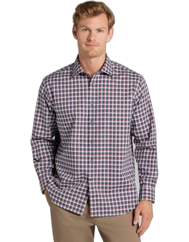 Traveler Collection Traditional Fit Offset Check Pattern Button Up Shirt