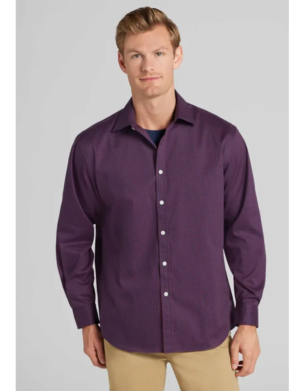 Traveler Collection Traditional Fit Grid Check Button Up Shirt