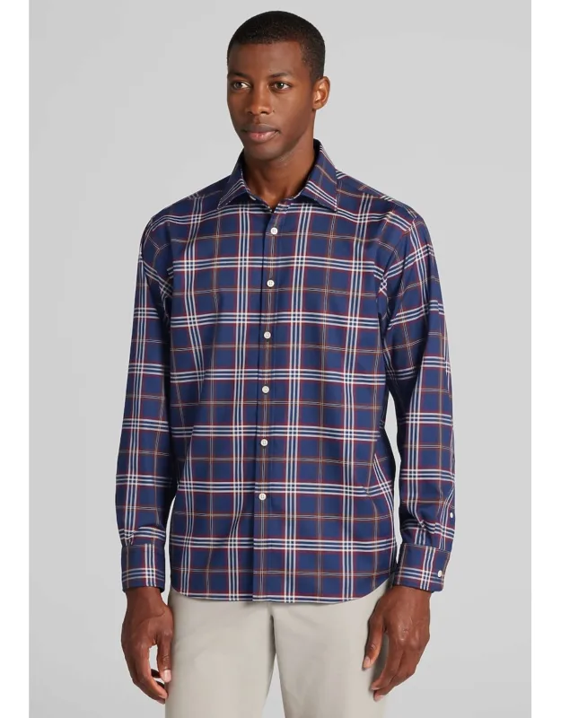 Traveler Collection Traditional Fit Large Plaid Button Up Shirt