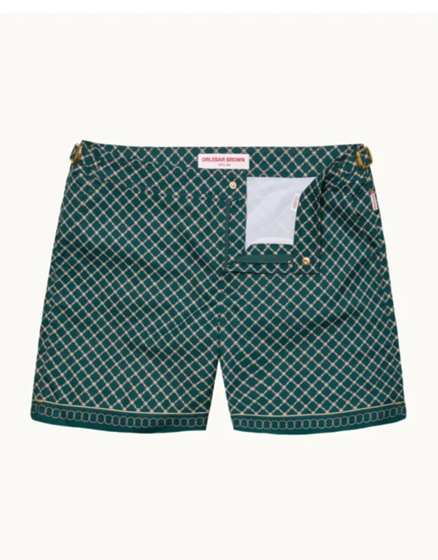 Border Print Bulldog Swim Shorts
