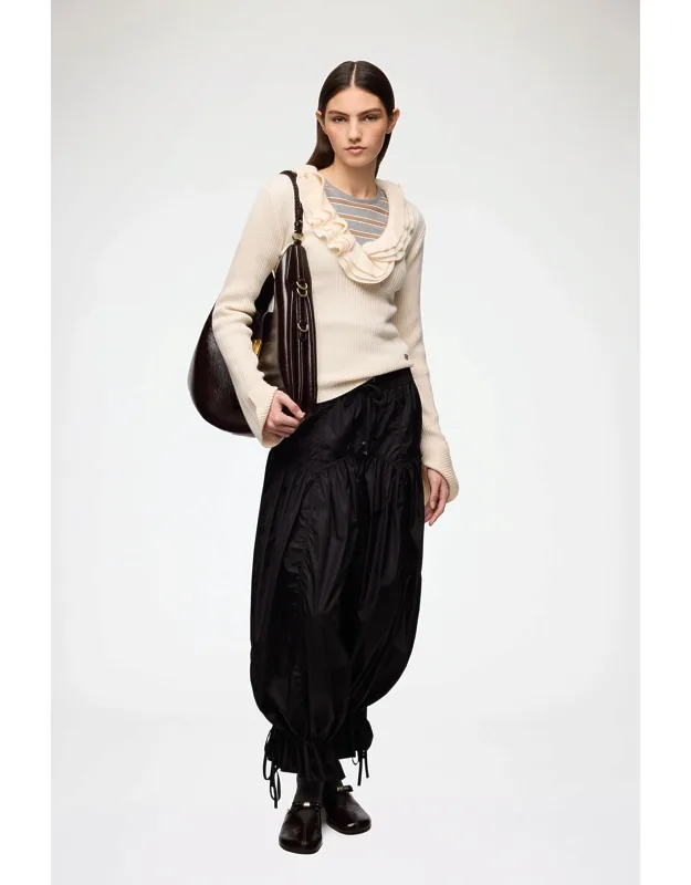 Trousers In Nylon With Elasticated Waistband And Adjustable Tie