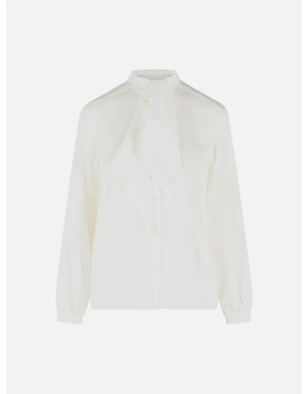 'leccio' Silk Shirt With Knotted Front Insert Collar And Button Closure