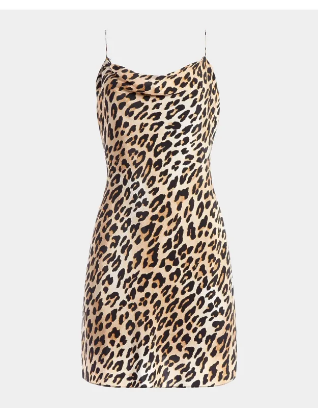 Harmony Leopard Draped Mini Slipdress