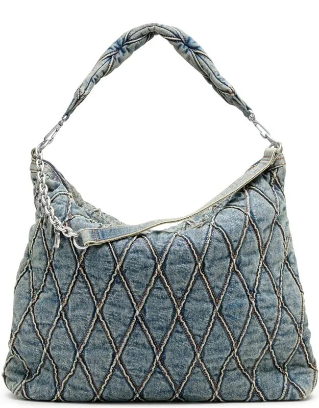 Charm-d-large Hobo In Argyle Quilted Denim