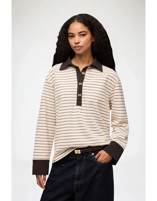 Chocolate Brown Polo Shirt In Stripe