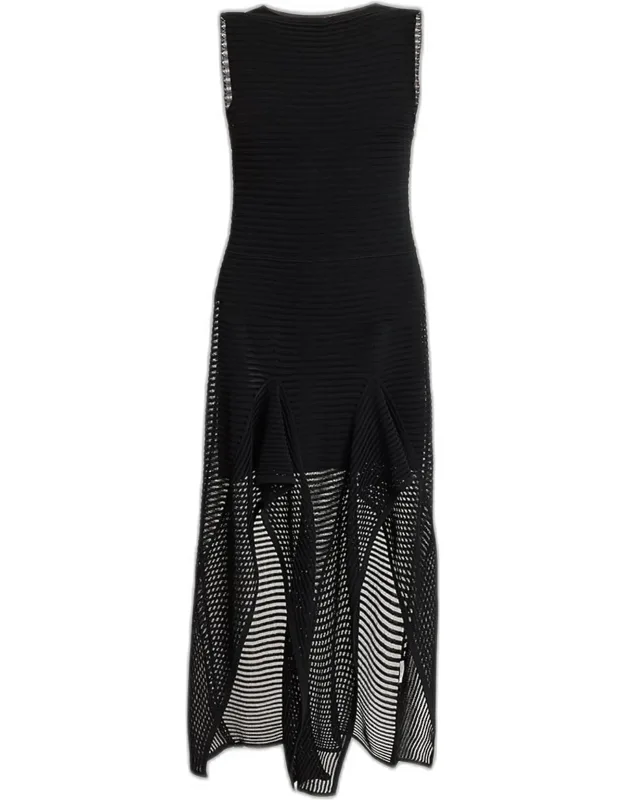 Ruffled Ladder Knit Maxi Dress