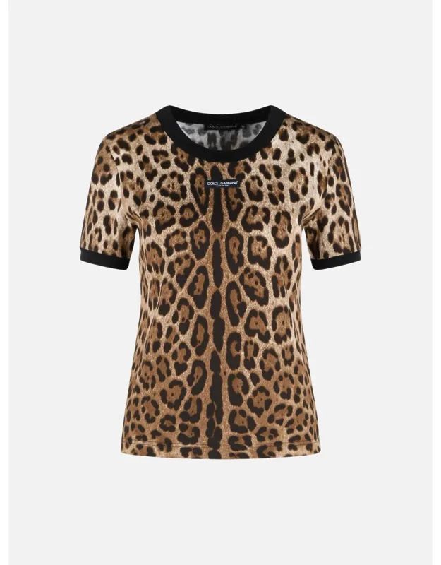 Leopard Print Cotton T-shirt