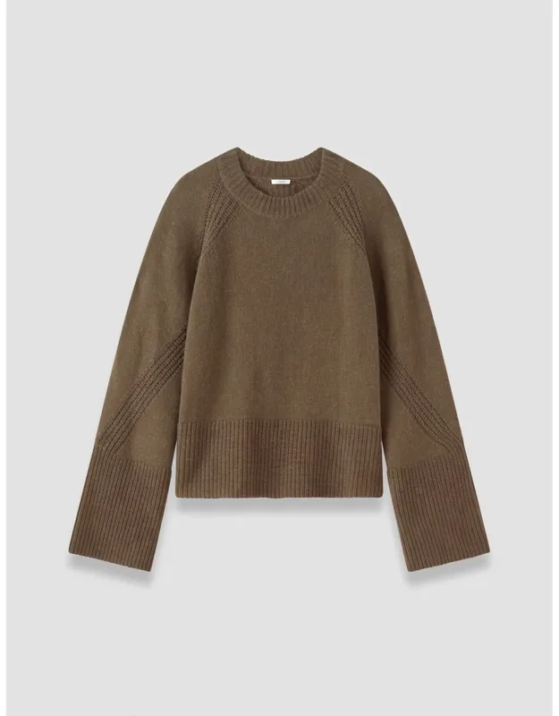 Maple Cashmere Jumper With Fisherman's Rib And Cuffed Slits