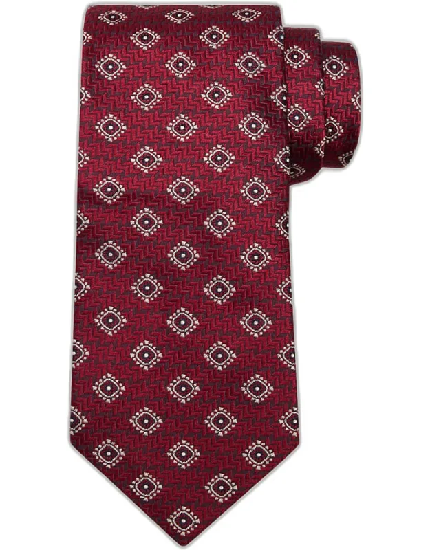 Geometric Tile Jacquard Silk And Cotton Tie