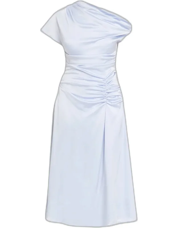 Asymmetric Satin Midi Dress