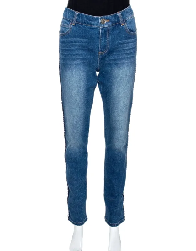 Light Wash Denim Braided Trim Jeans