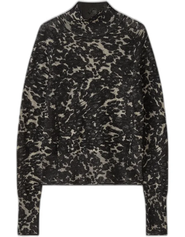 Yasmin Cashair Jacquard High Neck Sweater