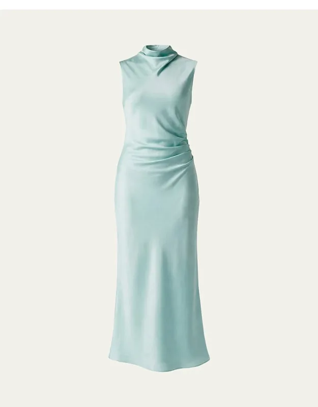 Draped-neck Midi Dress