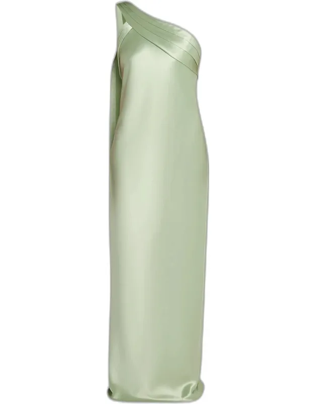 Sirocco Asymmetric Satin Maxi Dress