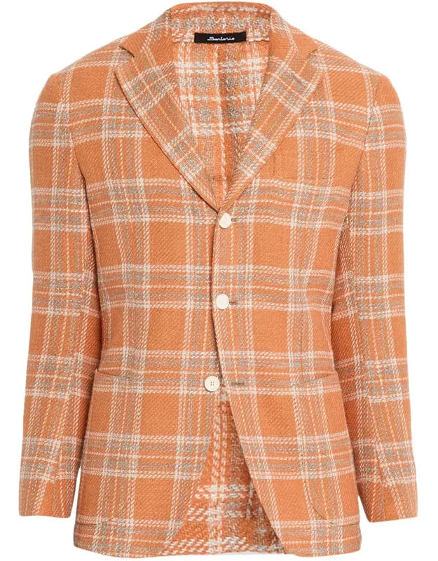 Wool And Silk Large Plaid Sport Coat