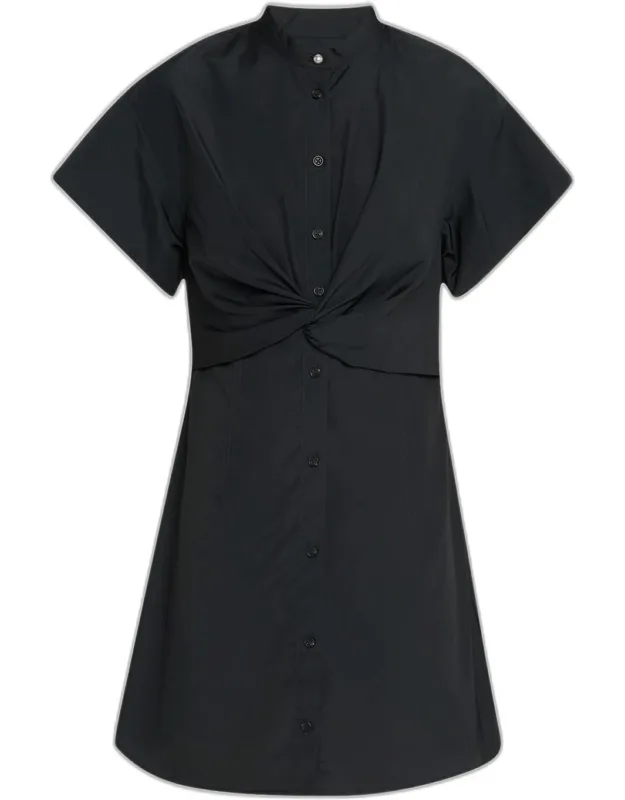 Twist-front Poplin Shirtdress