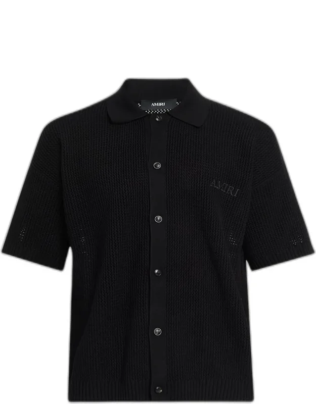 Crochet-knit Mesh Cotton Shirt