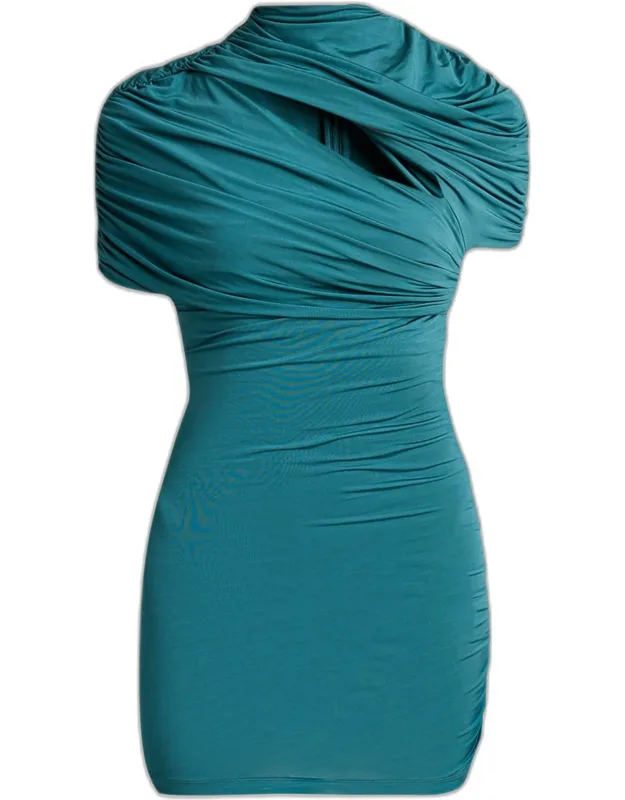 Fluid Jersey Ruched Mini Dress