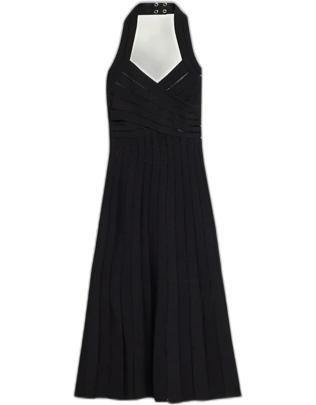 Crisscross Halter Knit Midi Dress