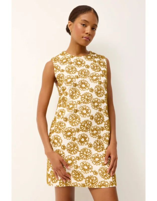 Yvette Dress With Embroidered Floral Design