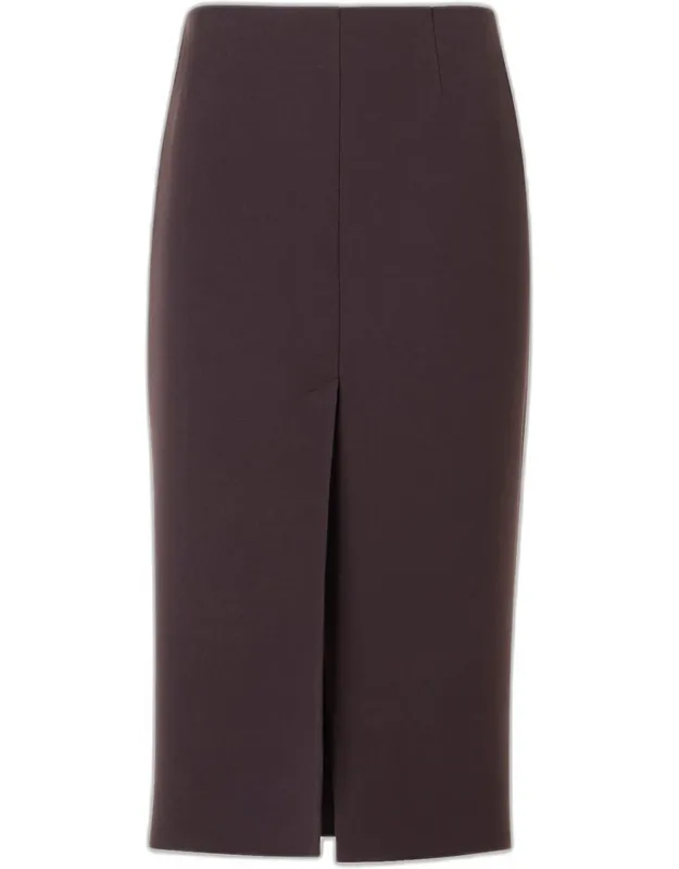 Wool Double-face Slit Midi Pencil Skirt