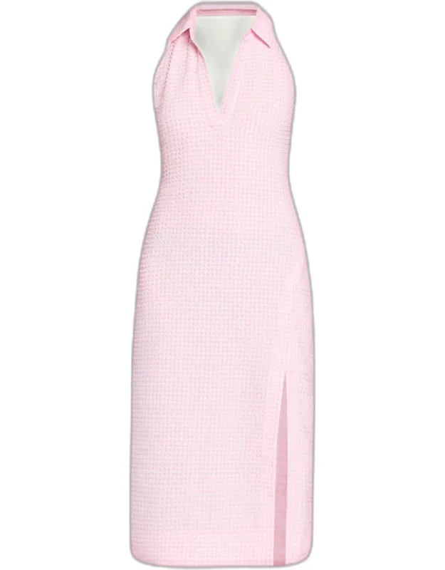 Clairmont Seersucker Gingham Halter Dress