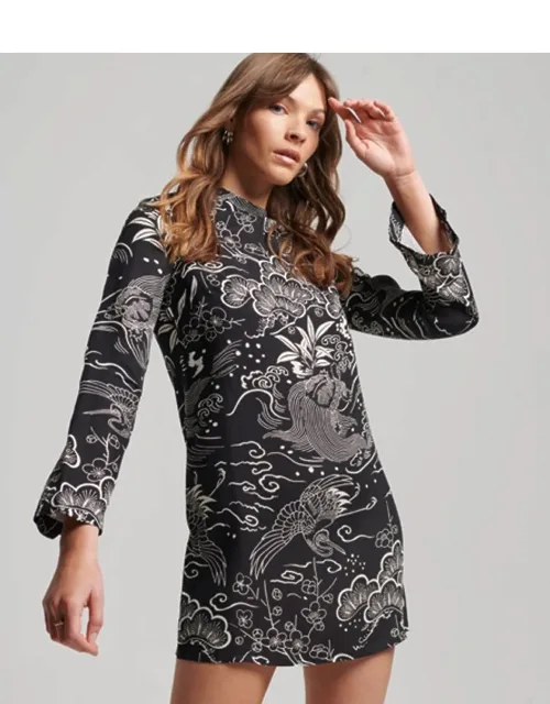 Printed Long Sleeve Mini Dress