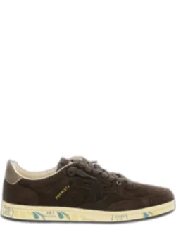 Sneakers With Perforated Inserts And Aged-leather Heel Tab