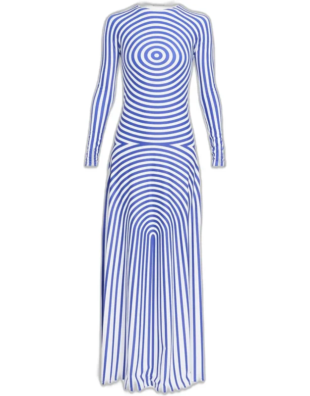Target Print Jersey Long-sleeve Maxi Dress