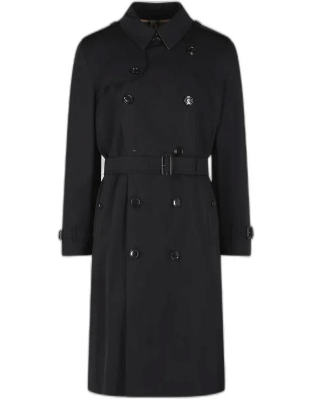 Long Black Cotton Trench Coat