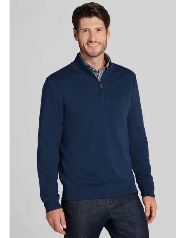Tailored Fit Pima Cotton 1/4-zip Sweater