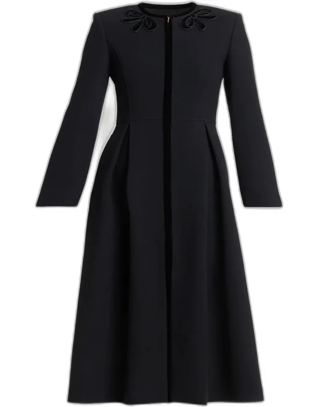 Tailored Velvet Trim Coat Dress