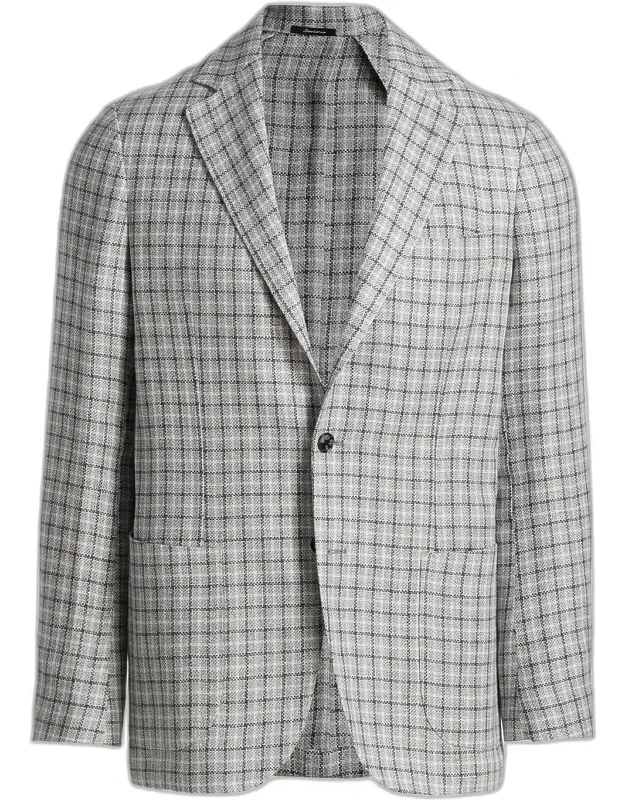 Plaid Linen-blend Sport Coat