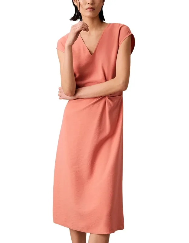 Textured Soft Twist Midi Dress
