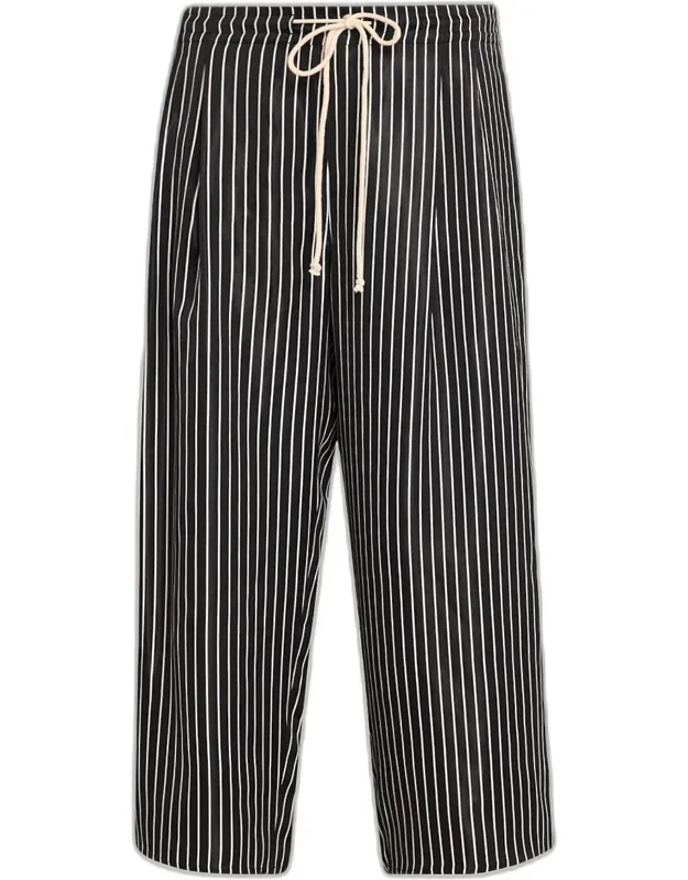 Striped Sateen Balloon-leg Drawstring Trousers