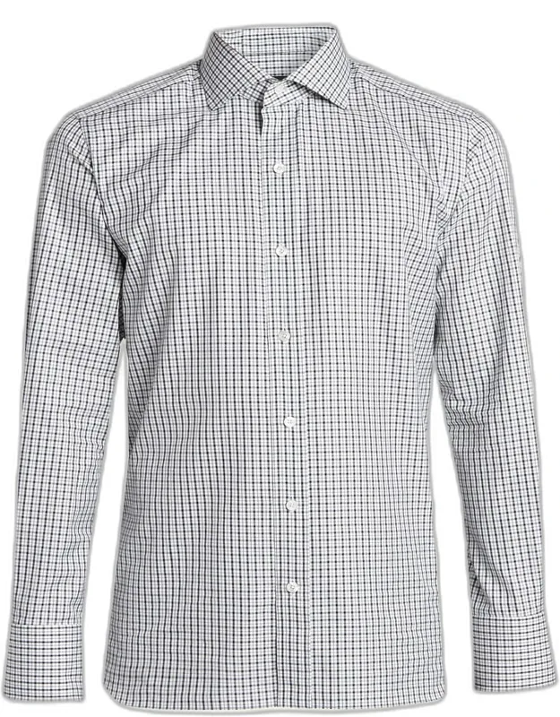 Cotton Grid Check Dress Shirt