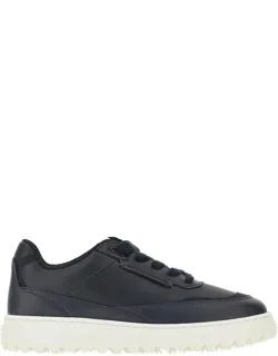Sneakers In Pelle Con Logo Laterale