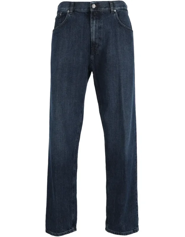 Straight-leg Denim Jeans With Premium Cotton And Dark Indigo Wash