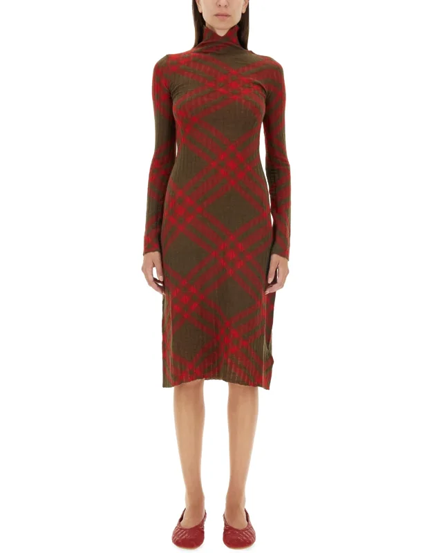 Check Wool Blend Dress