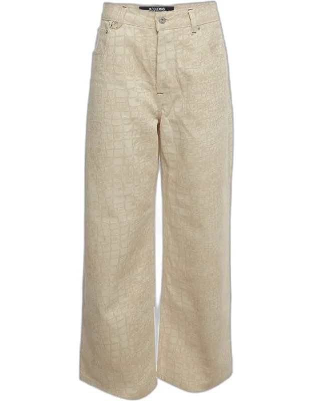 Crocodile Effect Wide Leg Jeans L/waist 33"