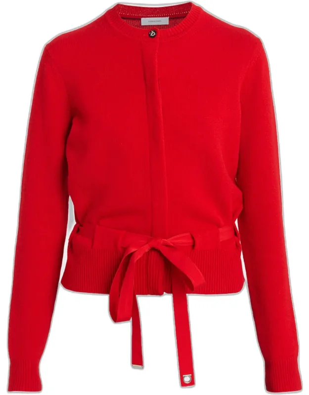 Belted Cashmere Crewneck Cardigan