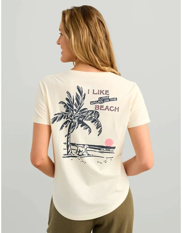 V-neck Beach Walk Graphic T-shirt