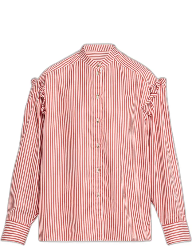 Ruffle-trim Button-front Shirt