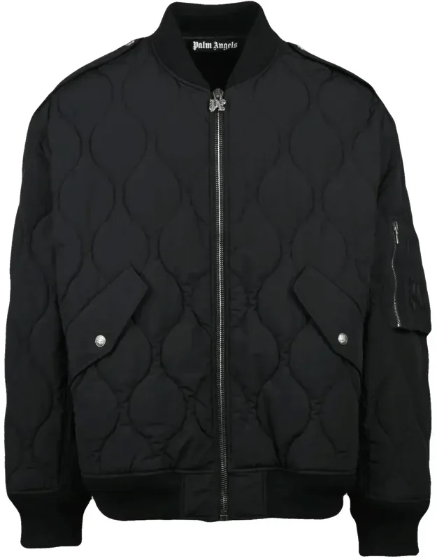 Monogram Quilted Bomber Jacket With Zip Closure