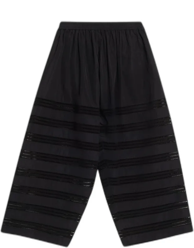 Embroidered Cotton Wide-leg Crop Culotte Pants